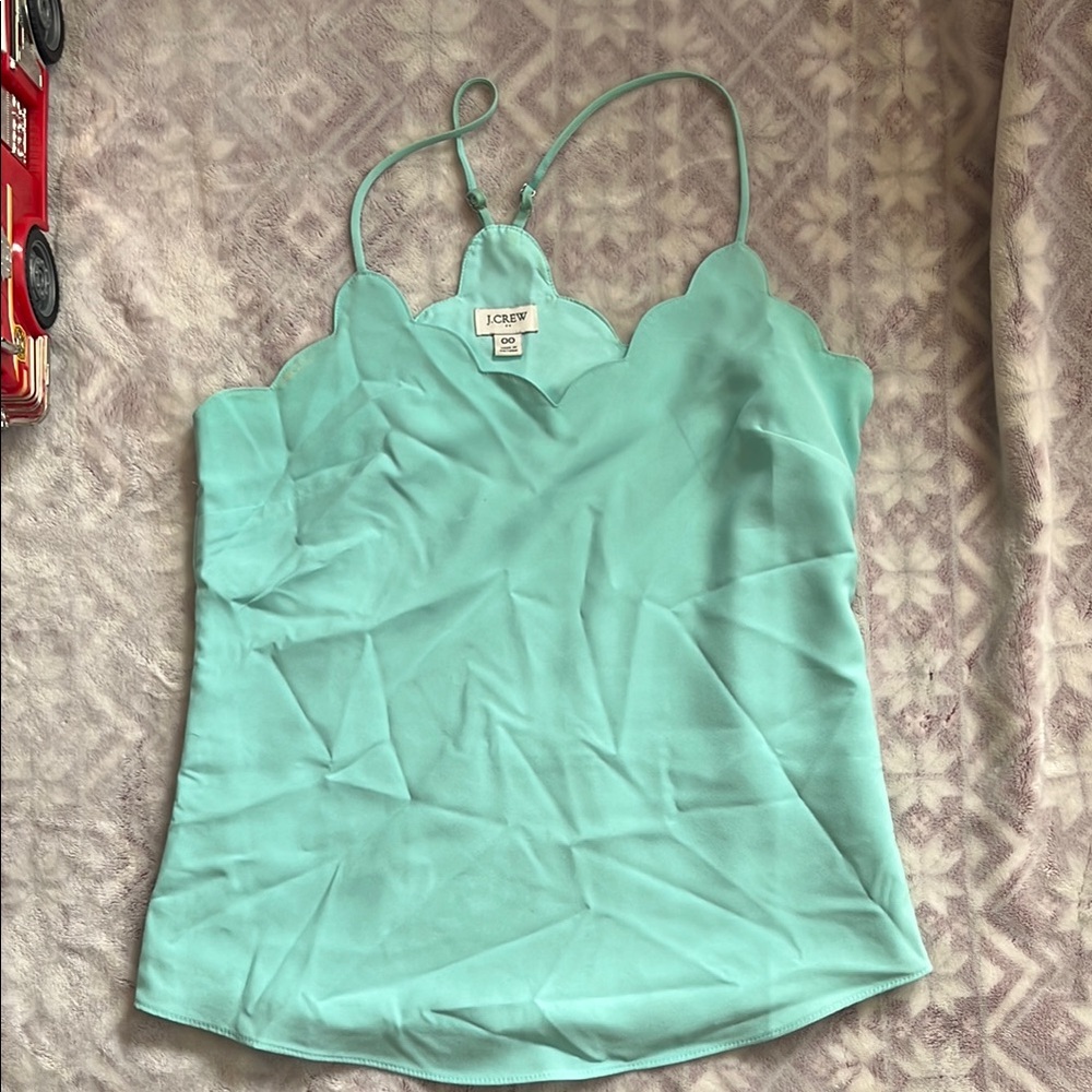 J. Crew Women's Aqua Scalloped Top